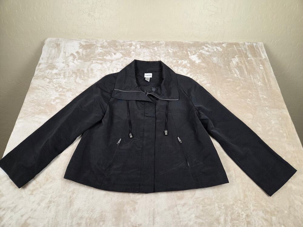 Chico's Black Full-zip Structural Utility Jacket